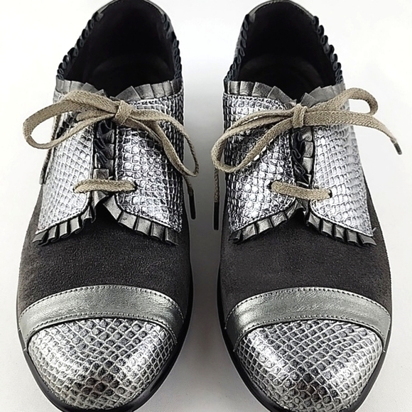 NAOT Yama Silver  Cap Toe Leather Suede Oxford Lace Up Shoes Size 37 - Picture 9 of 15